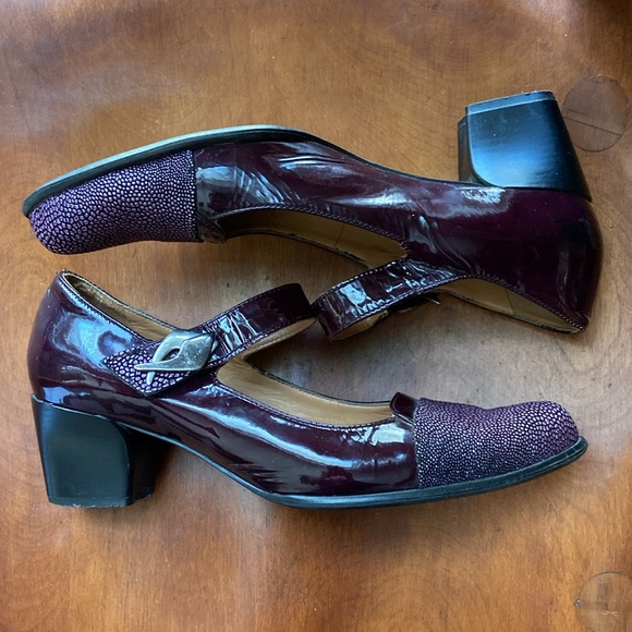 France Mode Purple Leather Mary Jane Shoes Made in France Women's Size 8 - 8.5 - Picture 12 of 16